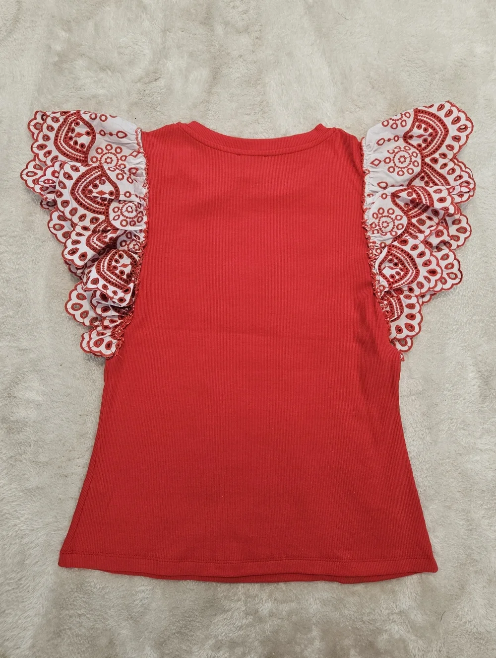 NWT Industry Red Embroidered Top Size S Lace Preppy Girlhoodcore Feminine Summer - Picture 7 of 8